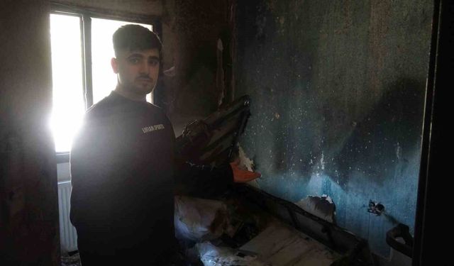 Prizden çıkan yangında apartman dairesinden alevler yükseldi