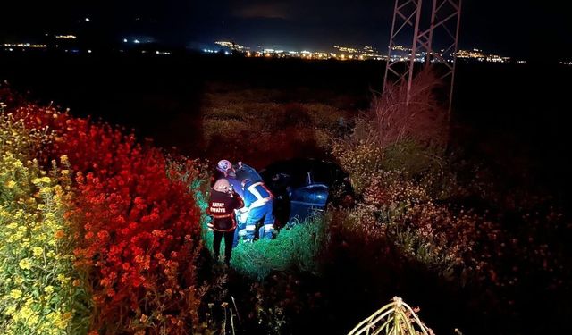 Kırıkhan'da tarlaya uçan otomobilin sürücüsü yaralandı