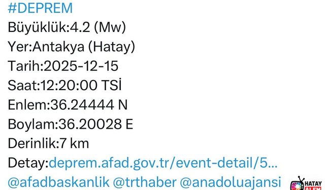 Hatay Valiliği'nden deprem açıklaması