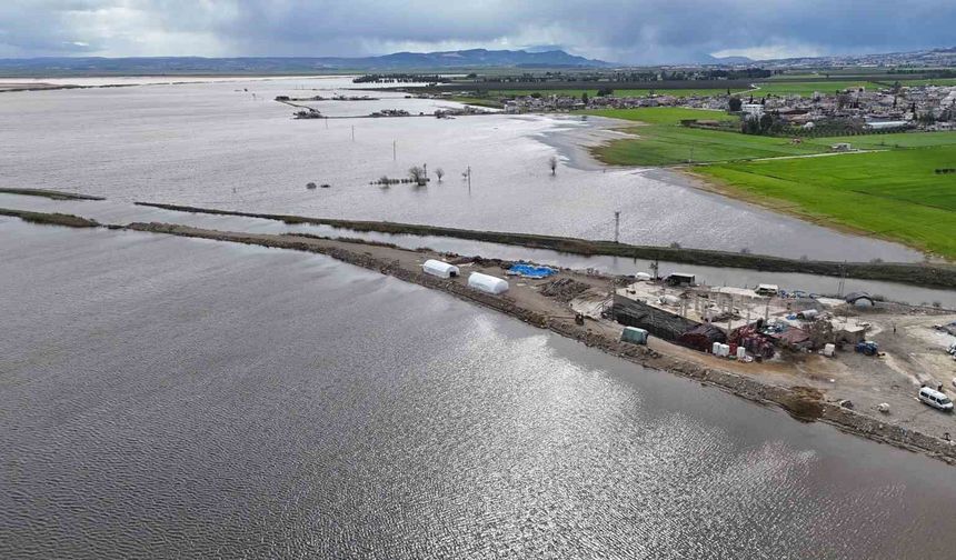 Günlerdir devam eden yağışlı havayla Amik Ovasında binlerce dönüm tarım arazisi sular altında kaldı